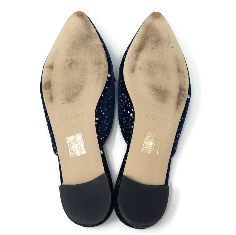 J Crew Velvet Glitter Speckled Loafer Mule Navy 9 - Picture 8 of 9